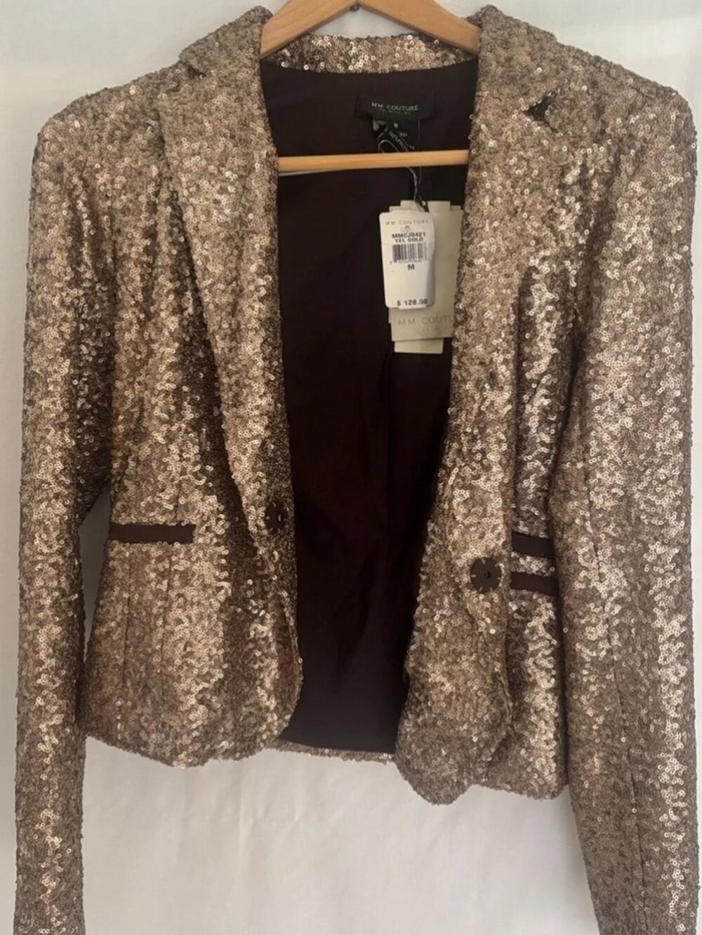 MM Couture Sequin Blazer in Champagne Gold. NWTS. Size M.